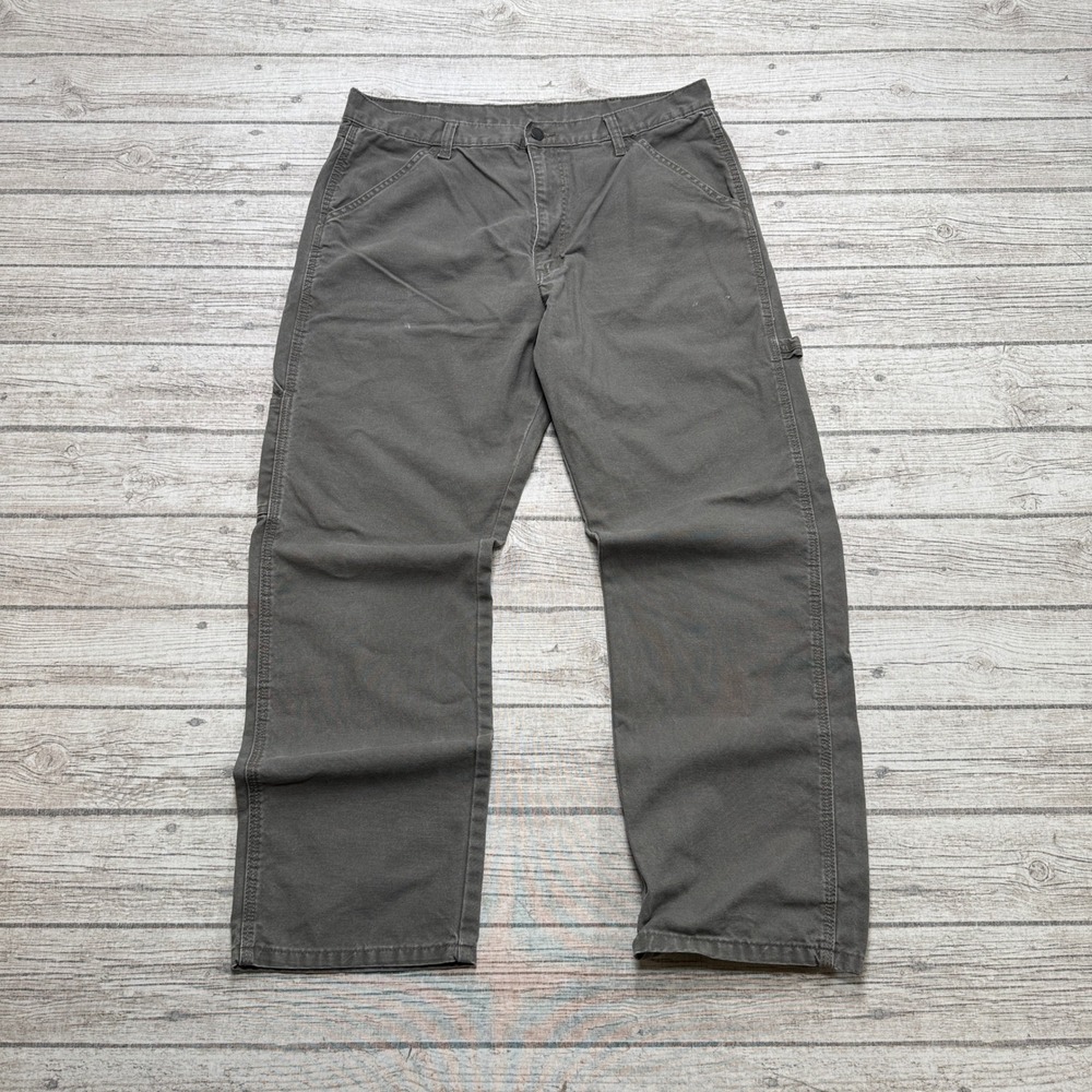 Rustler Carpenter Pants Men's 34x30 Gray Canvas Relaxed Utility Rugged Workwear